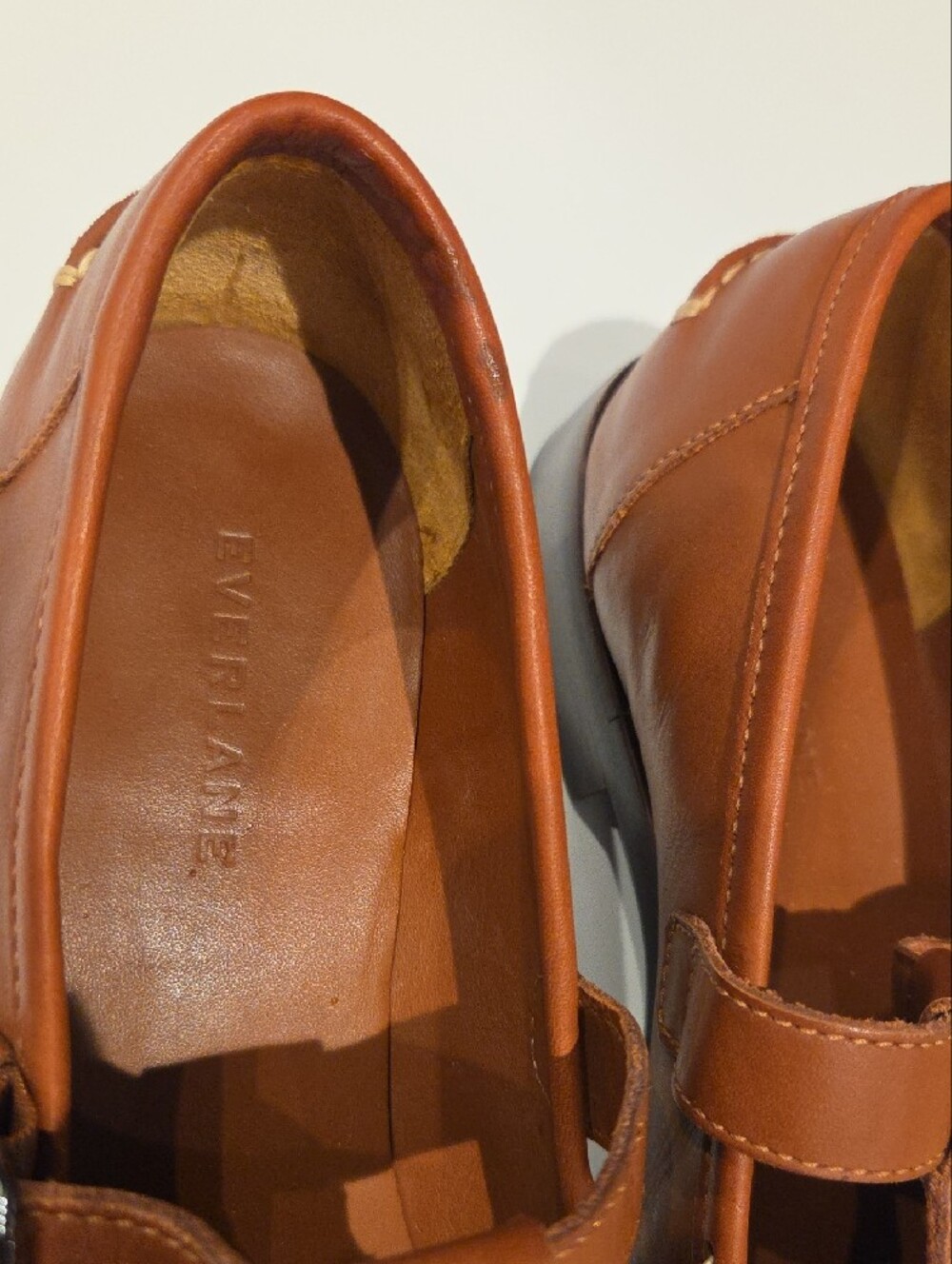 Everlane Cognac Leather Mary Jane Loafers with Buckle, Size 7.5 - Picture 4 of 4